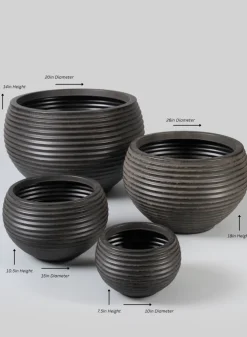 Alfredo Aged Black Real Look PVC Hive Planter Bowl