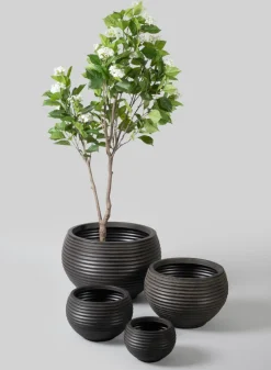 Alfredo Aged Black Real Look PVC Hive Planter Bowl