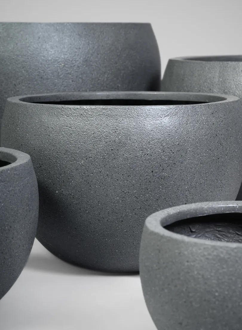 All Weather Light Weight Speckle Black Polyresin Planters