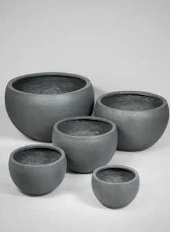 All Weather Light Weight Speckle Black Polyresin Planters