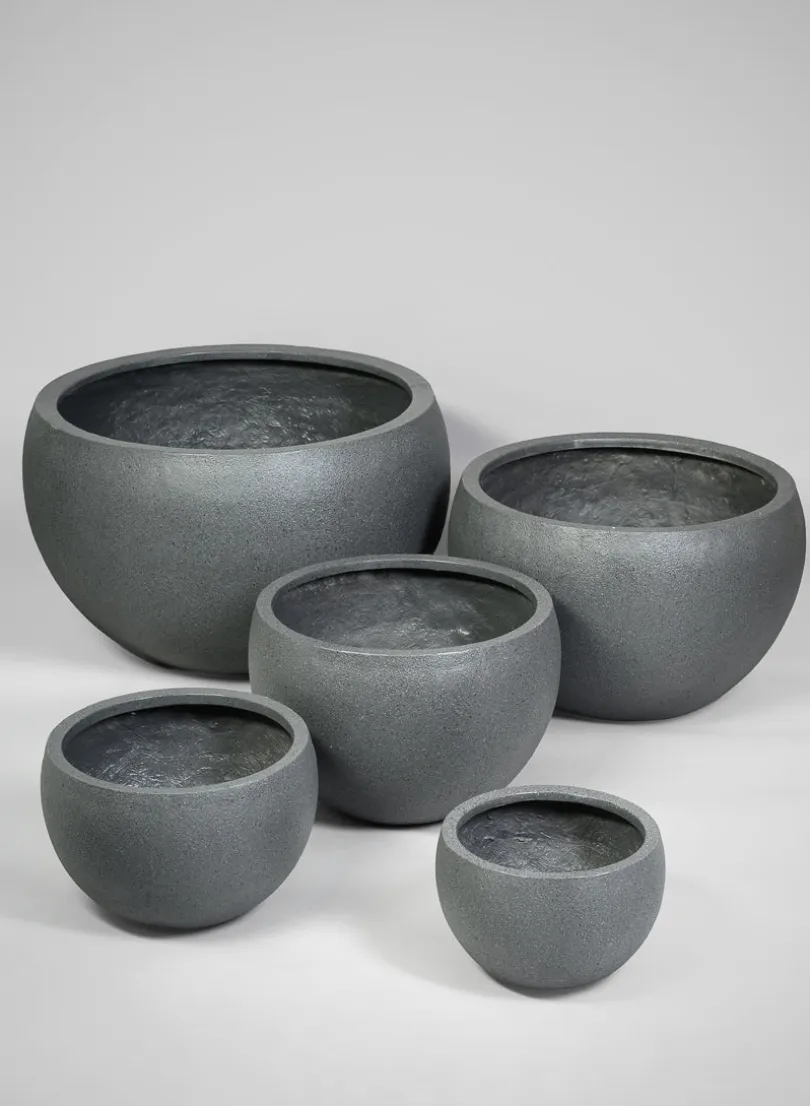 All Weather Light Weight Speckle Black Polyresin Planters