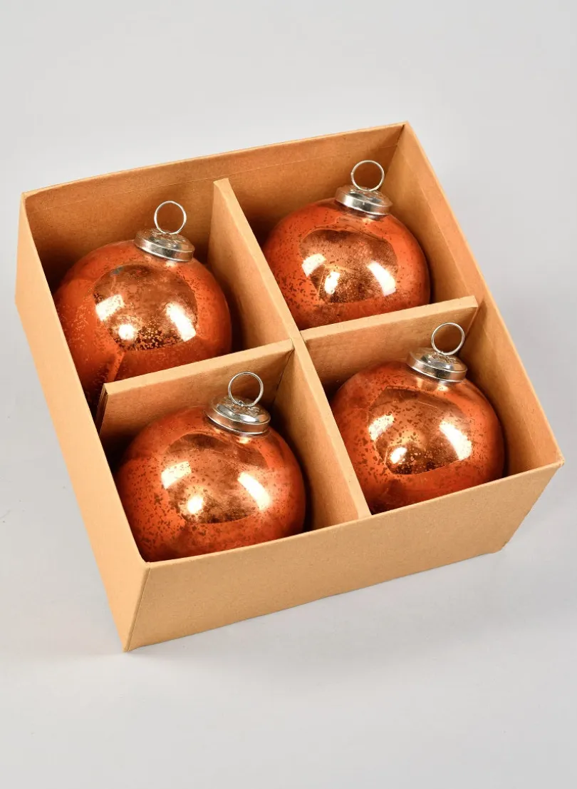 Antique Copper Glass Ornament Balls, Case of 8