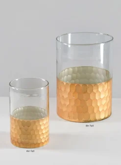 Antique Gold, Behram Dual Tone Clear Hammered Glass Vase