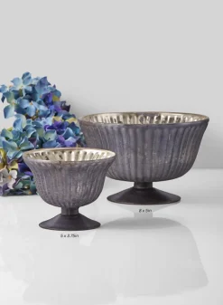 Antique Platinum Ribbed Catora Glass Bowls