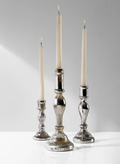 Antique Silver Glass Candlesticks