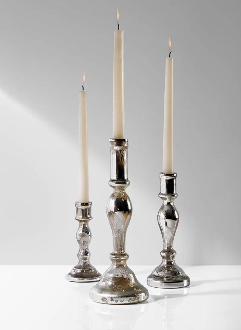 Antique Silver Glass Candlesticks