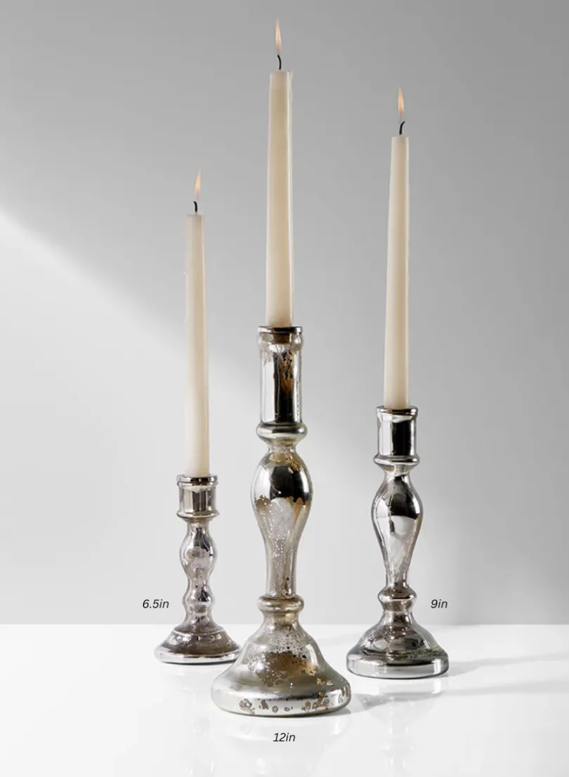 Antique Silver Glass Candlesticks