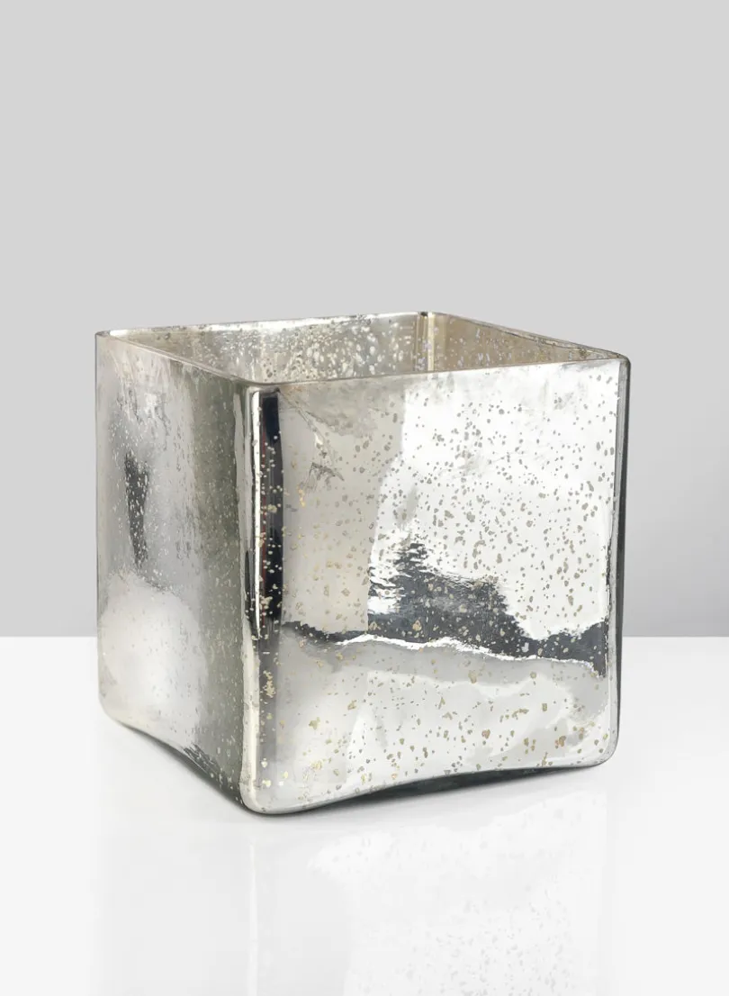 Antique Silver Glass Square Vases