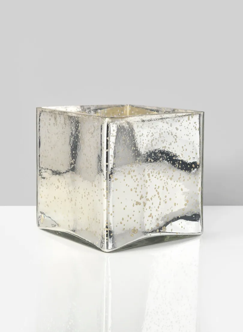 Antique Silver Glass Square Vases