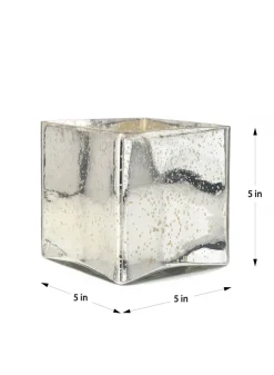 Antique Silver Glass Square Vases