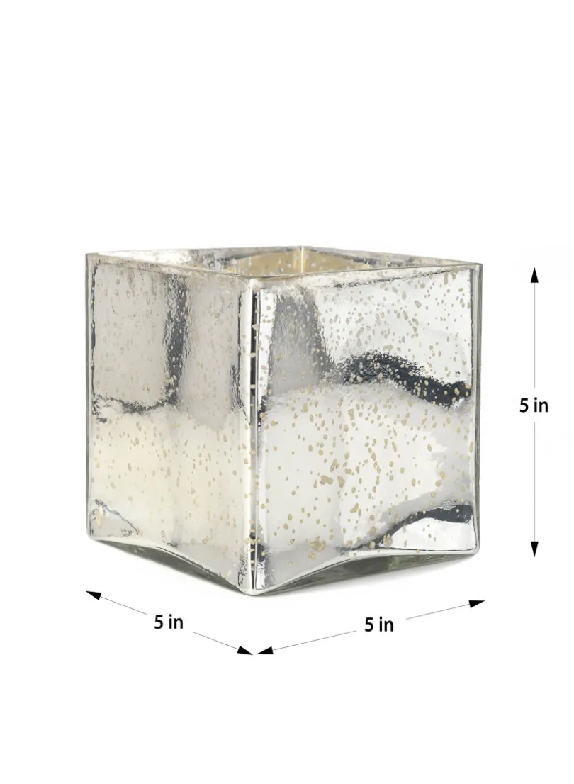 Antique Silver Glass Square Vases