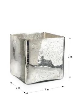 Antique Silver Glass Square Vases