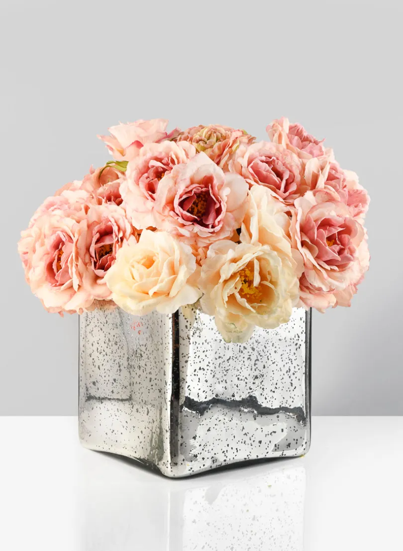 Antique Silver Glass Square Vases