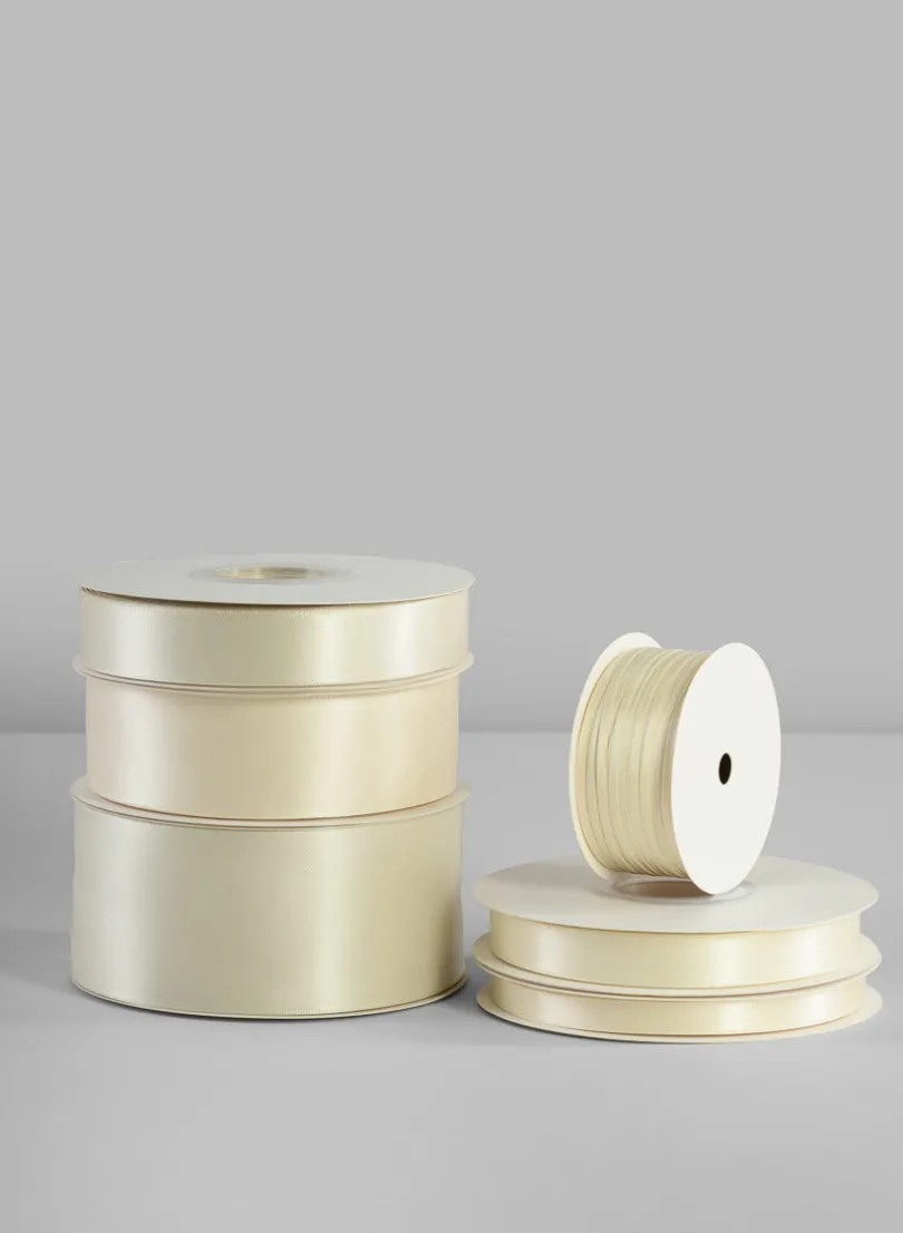 Antique White Double Faced Satin Ribbon 50 Yard Spool