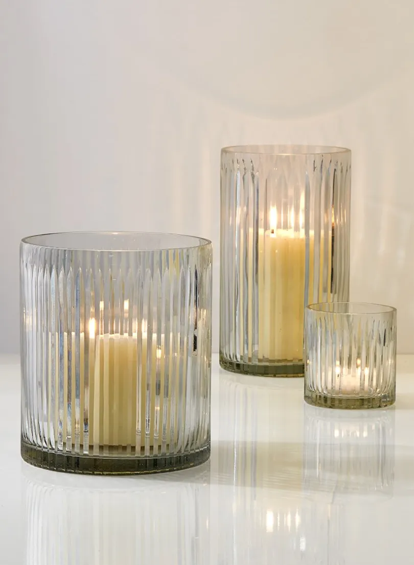 Arrow Stripe Etched Glass Vases