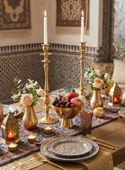 Aryan Gold Metal Candle Holders