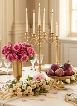 Aryan Gold Metal Candle Holders