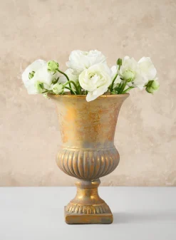 Avignon Antique Gold Leaf Cement Urn