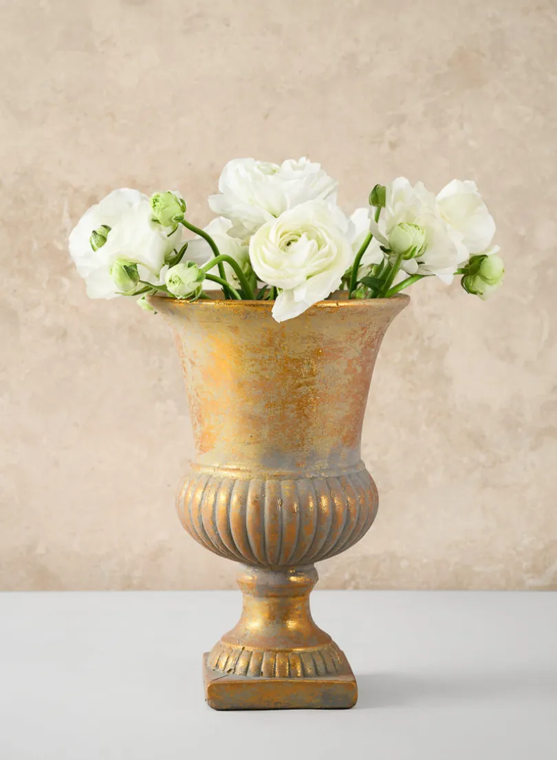 Avignon Antique Gold Leaf Cement Urn