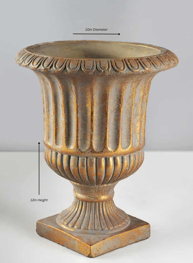 Avignon Antique Gold Leaf Cement Urn
