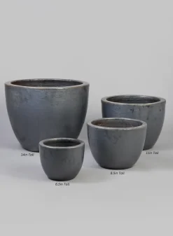 Belize Egg Clay & Ceramic Planter, Matte Black