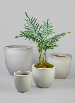 Belize Egg Clay & Ceramic Planter, Cloud White