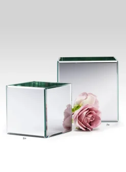 Beveled Edge Mirror Cube Glass Vases