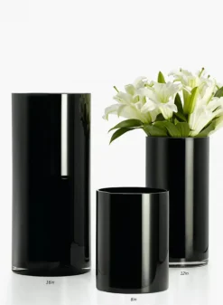 Black Glass Cylinder Vases