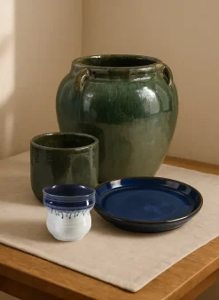 Blue Clay & Ceramic Saucer