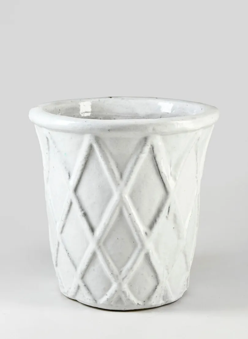 Bright White Flared Basket Pots