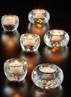 Crystal Faceted Tea Light Glass Holders