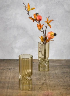 Cuddle Olive Glass Vase, Set of 4