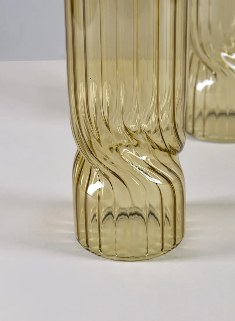 Cuddle Olive Glass Vase, Set of 4
