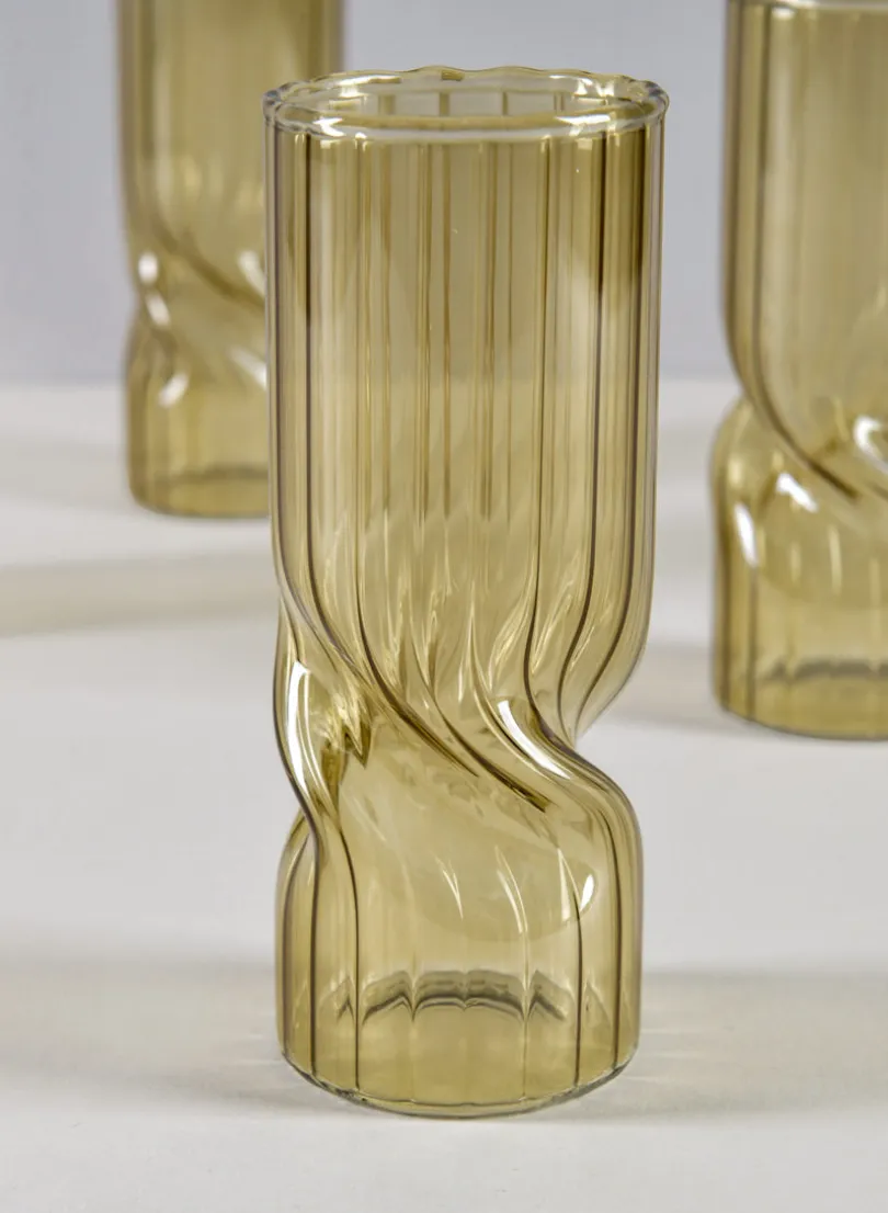 Cuddle Olive Glass Vase, Set of 4