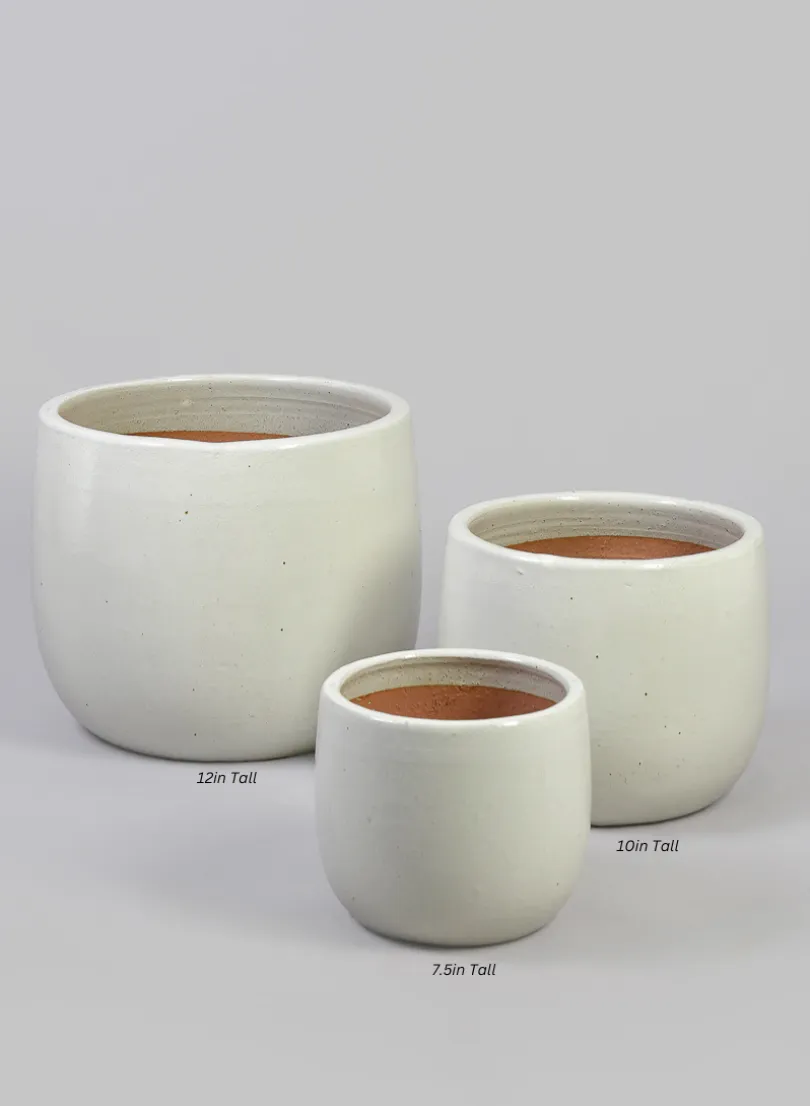 Deck Clay & Ceramic Planters, Yucatan White
