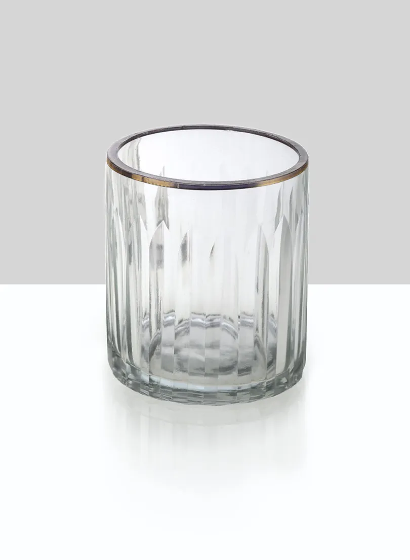 Etched Glass Votive Holders With Gold Rims