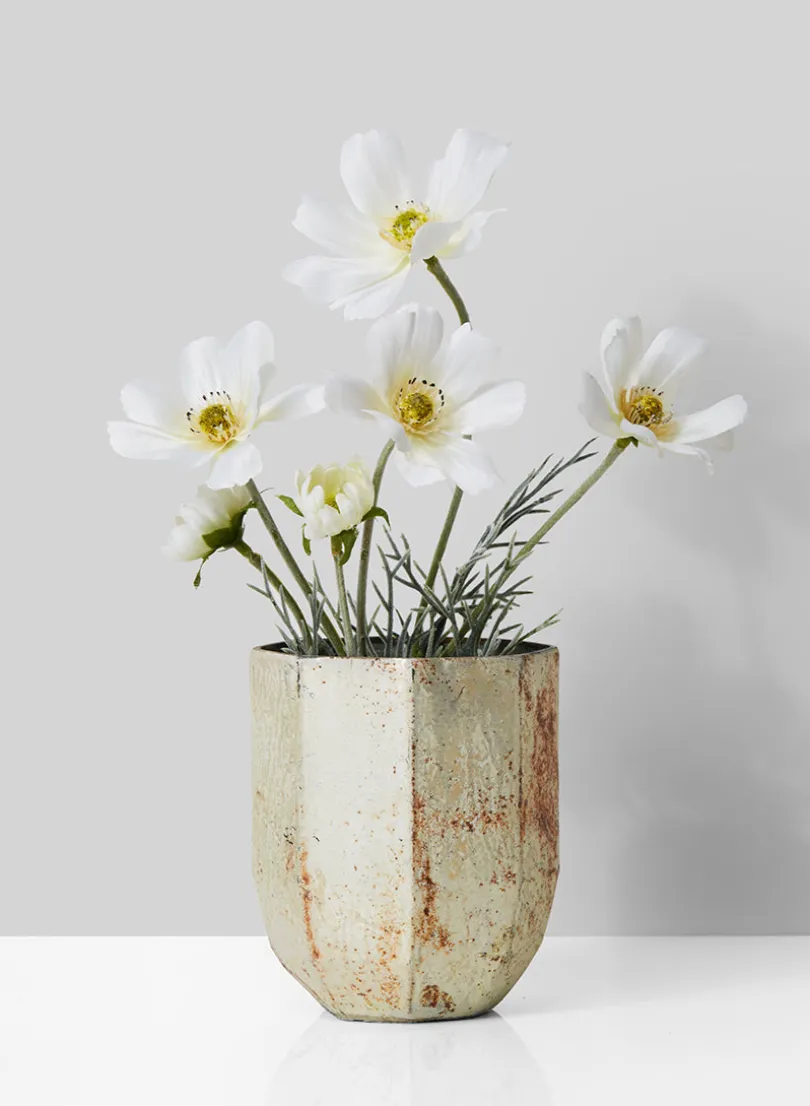 Faceted Pearl & Rust Glass Vase