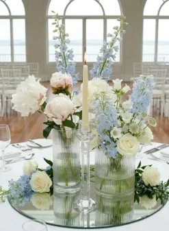 Faceted Stem Crystal Glass Candlesticks