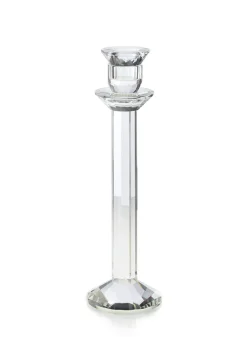 Faceted Stem Crystal Glass Candlesticks