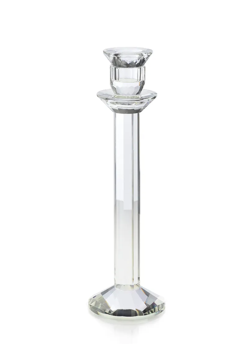 Faceted Stem Crystal Glass Candlesticks