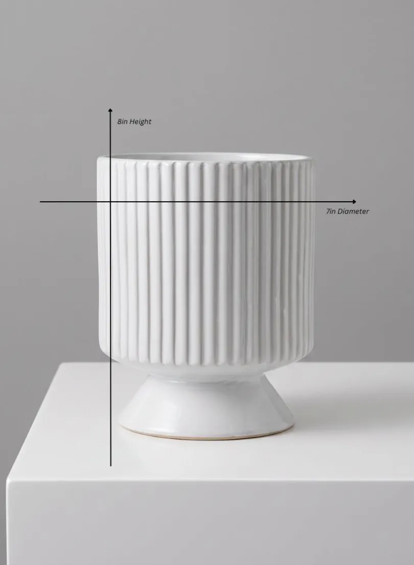 Florist Choice White Ceramic Cachepot with Base