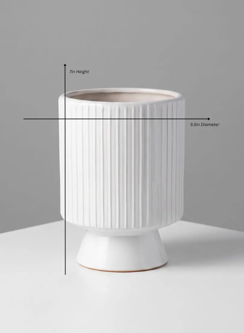 Florist Choice White Ceramic Cachepot with Base