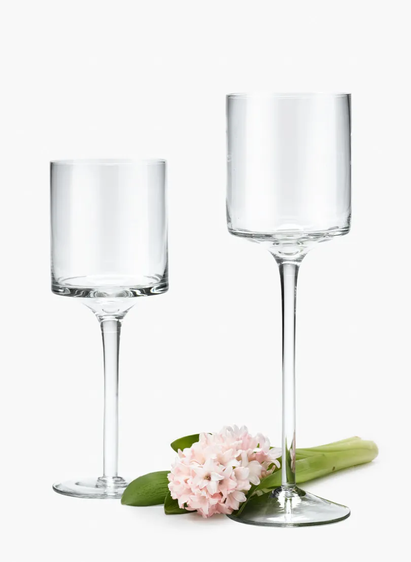 Footed Glass Candle Holders