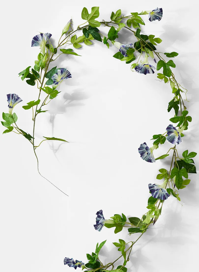 6ft Long Blue Morning Glory Garland, Case of 4