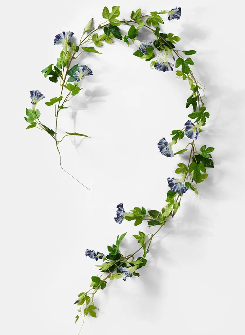 6ft Long Blue Morning Glory Garland, Case of 4