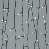 49ft Long Cord 200 Cool White LED Lights Set, Green Cord