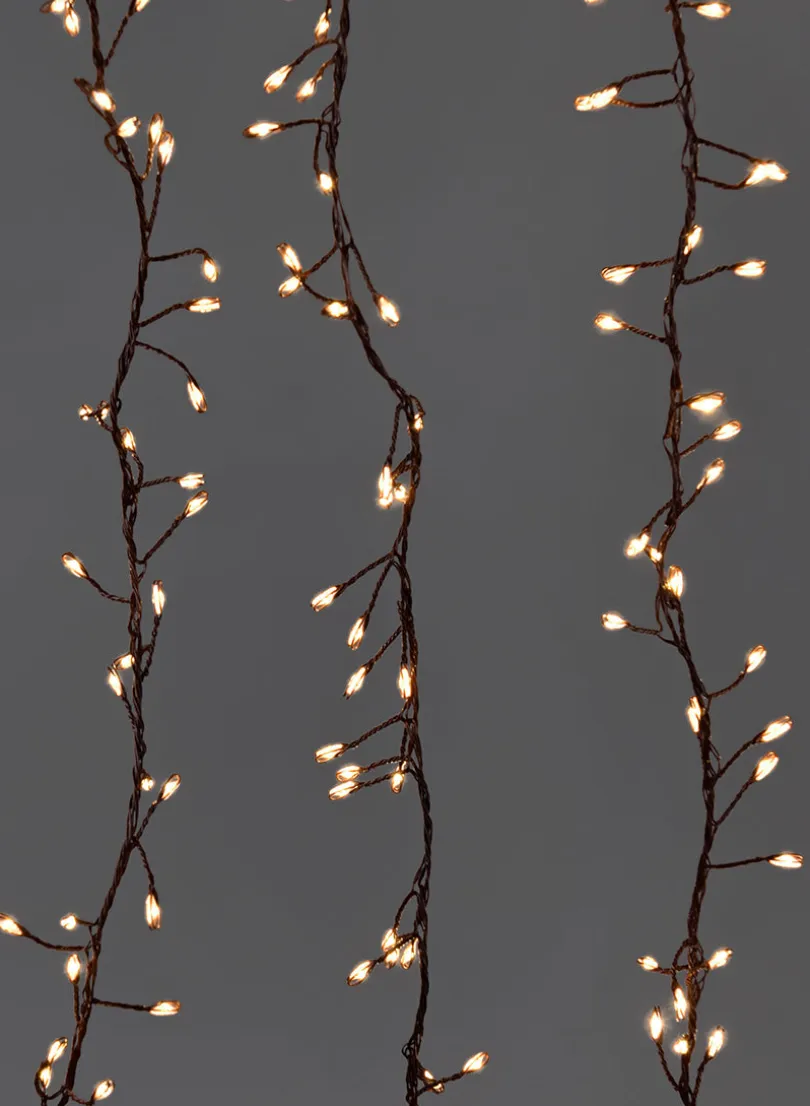 9.5ft Long Cord 240 Warm White Fairy Lights On Brown Cord