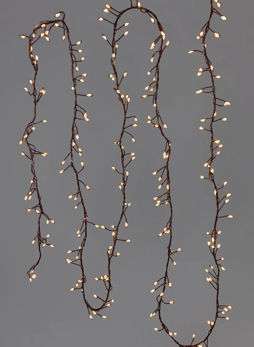 9.5ft Long Cord 240 Warm White Fairy Lights On Brown Cord