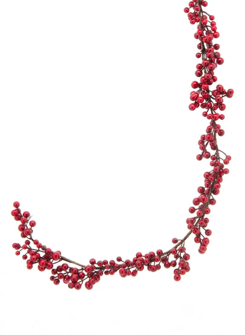 5ft Long Deep Red Berry Garland, Case of 6