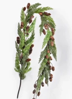 5ft Long Glittered Pine Garland with Pine Cones, Case of 3